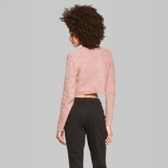 New WILD FABLE Pink Cropped Hi-Lo Pullover sz L - Picture 2 of 8